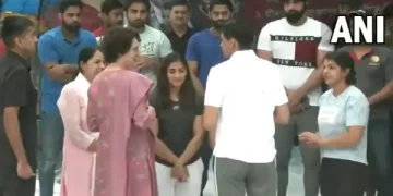 Wrestlers protesting