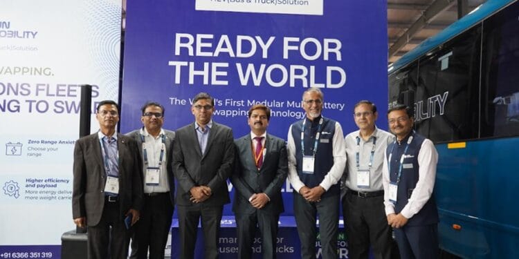 SUN Mobility HEV Business Showcases the World's First Modular Multi-Battery Swappable Solution with the Tata Starbus EV Platform at Prawaas 5.0