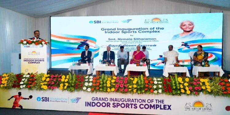 Union Minister of Finance and Corporate Affairs Inaugurates Indoor Sports Complex in Tiruchuli
