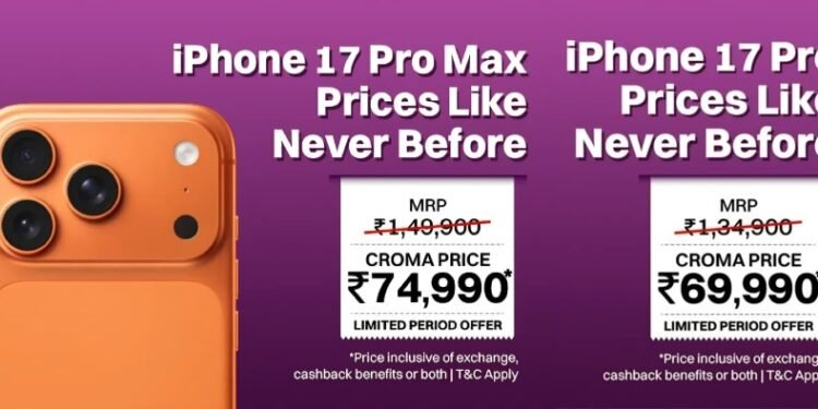 Best iPhone Deals: iPhone 17 Pro Drops to Rs. 69,990, Pro Max to Rs. 74,990; iPhone 18 Pre-Bookings Begin at Croma